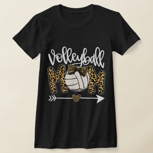 Leopard Volleyball Mum Fun Ball Mum Mother's Day G T-Shirt (Laydown)