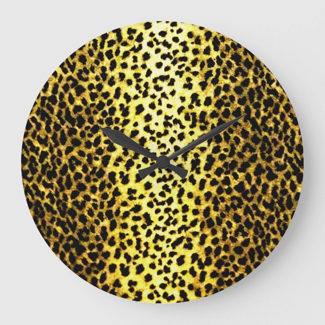 Leopard Wallpaper Animal Print Large Clock (Front)