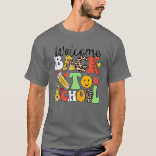 Leopard Welcome Back To School Smile Face Teacher T-Shirt
