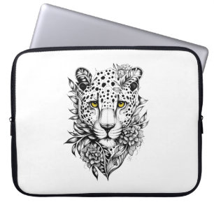 Leopard Wild Animal Nature Illustration Art Tattoo Laptop Sleeve