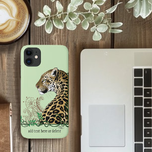 Leopard Wild Cat Green Henna Case-Mate iPhone Case