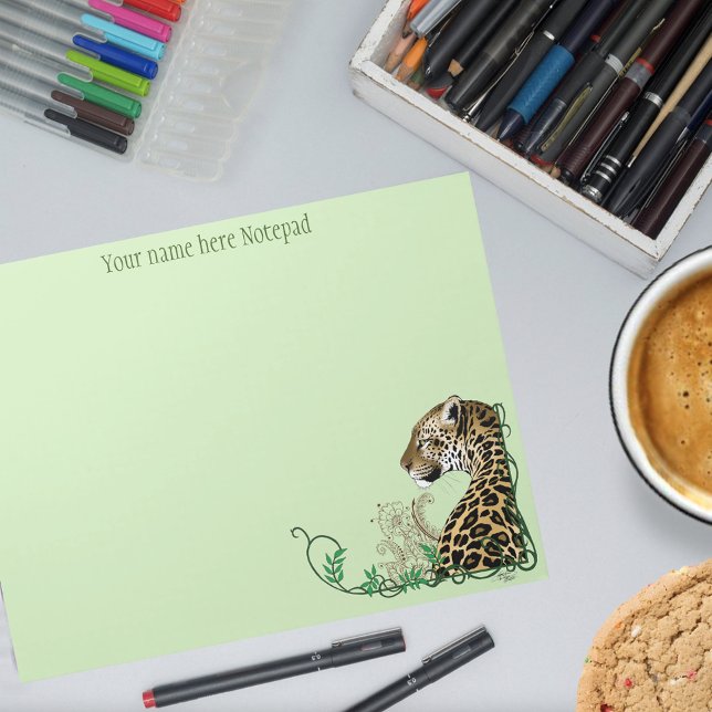 Leopard Wild Cat Green Henna Notepad (Creator Uploaded)