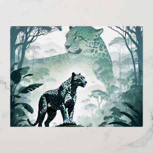 Leopard Wildlife Animal Nature Environment Jungle Foil Holiday Postcard