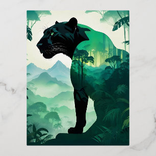Leopard Wildlife Animal Nature Environment Jungle Foil Holiday Postcard