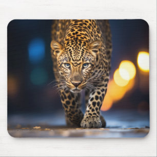 Leopard Wildlife Animal On Street Mouse Pad