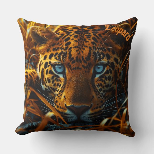 Leopard with blue eyes  cushion (Front)
