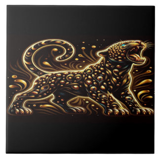 Leopard With Blue Eyes on a Bedroom Border Tile