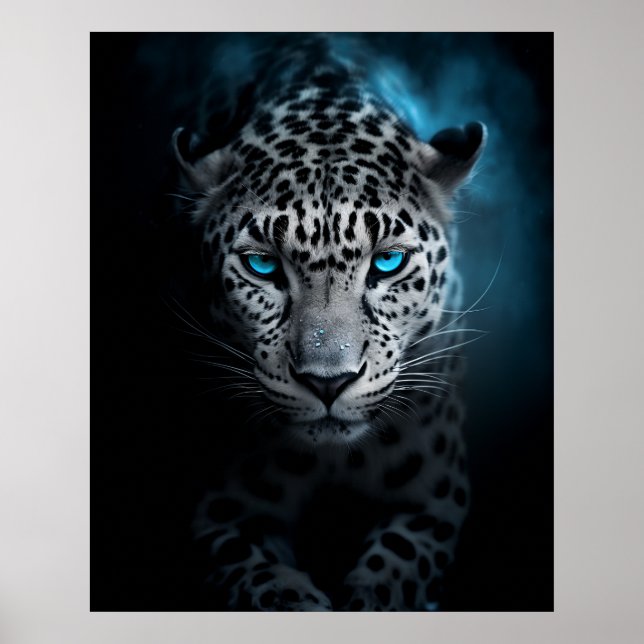 Leopard with Blue Eyes Poster (Front)