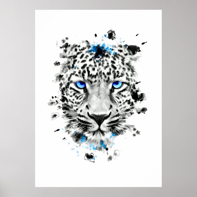 Leopard with blue eyes poster (Front)