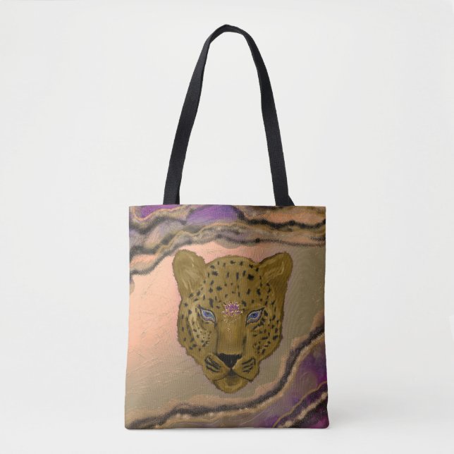 Leopard With Geode Tote Bag (Front)