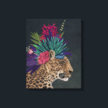 Leopard with Tropical Headpiece Canvas Print<br><div class="desc">Hot House Leopard 1 by Fab Funky. A leopard rests with tropical flowers and greenery on its head like a headpiece. | 192441GG</div>