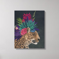 Leopard with Tropical Headpiece