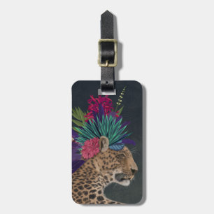 Leopard with Tropical Headpiece Luggage Tag