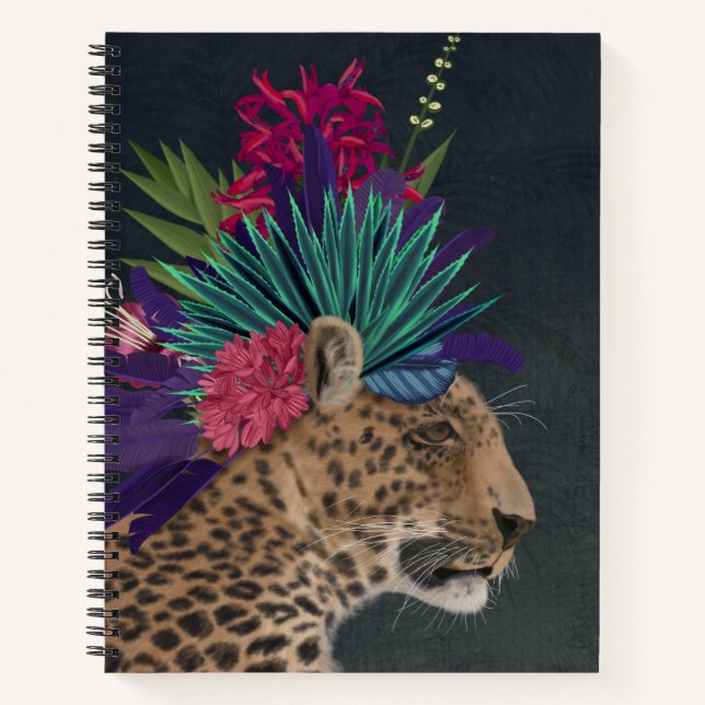 Leopard with Tropical Headpiece Notebook (Front)