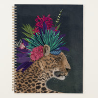 Leopard with Tropical Headpiece