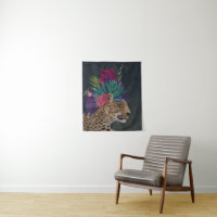 Leopard with Tropical Headpiece