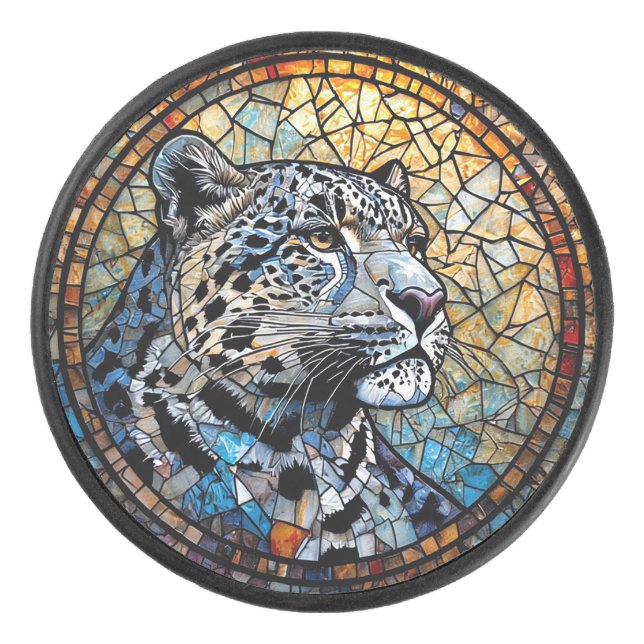 Leopard with Warm and Cool Tones Hockey Puck (Front)