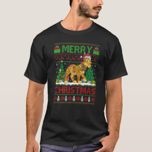 Leopard  Xmas Tree Lights Ugly Santa Leopard Chris T-Shirt