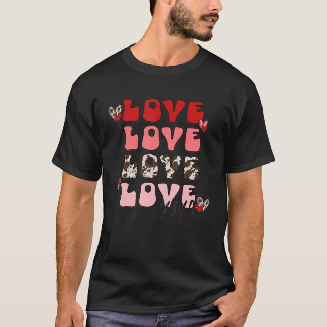 Leopard XOXO Hugs Kisses Hearts Love Valentine Che T-Shirt (Front)