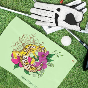 Leopard Yellow Gecko Green Golf Towel