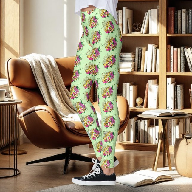 Leopard Yellow Gecko Green Leggings (Creator Uploaded)