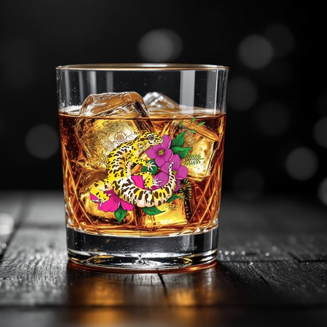 Leopard Yellow Gecko Green Whiskey Glass (Creator Uploaded)