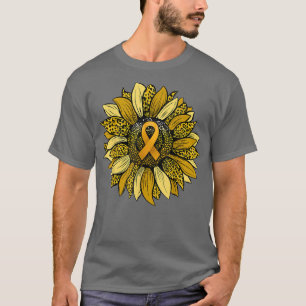 Leopard Yellow Sunflower Childhood Cancer Awarenes T-Shirt
