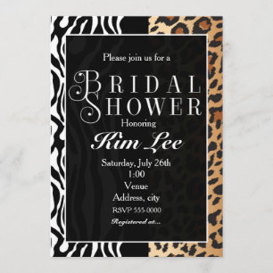 Leopard Zebra Bridal Shower Typography Invitation