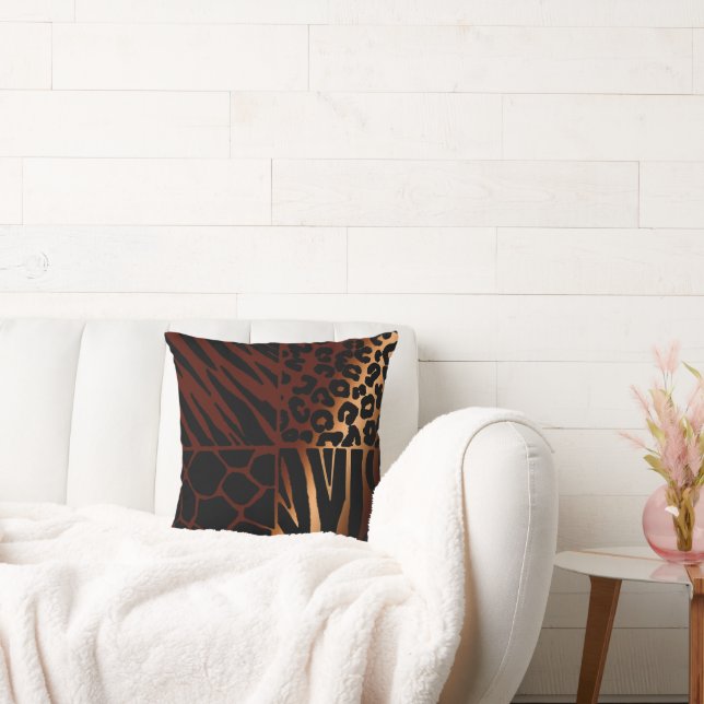 Leopard, Zebra, Giraffe, Tiger African Print Cushion (Couch)