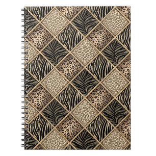 Leopard & Zebra Print Collage - Animal Skin Design Notebook