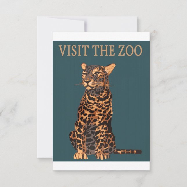 Leopard Zoo Illustration Vintage Save The Date (Front)