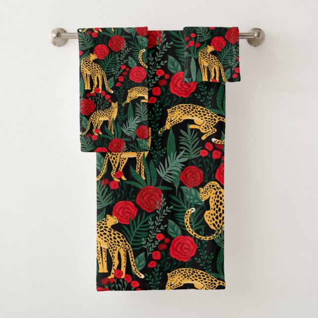 Leopards and Roses Bath Towel Set (Insitu)