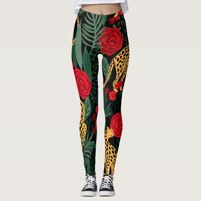 Leopards and Roses Leggings (Front)