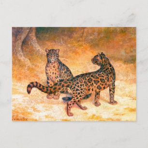 Leopards by Jacques-Laurent Agasse Postcard