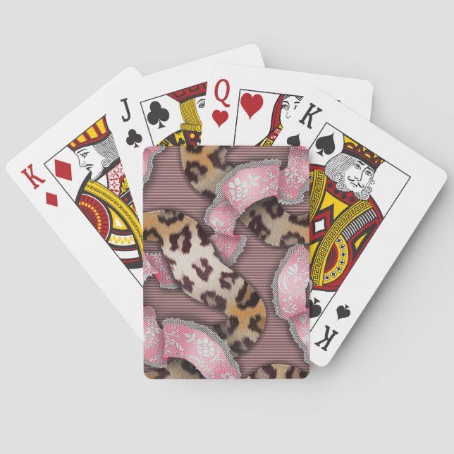Leopards 'n Lace - intense pink - Playing Cards (Back)