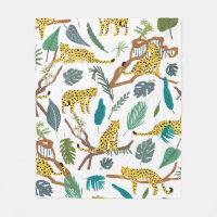 Leopards wild animals in jungle forest hand drawn