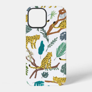 Leopards wild animals in jungle forest hand drawn iPhone 12 case