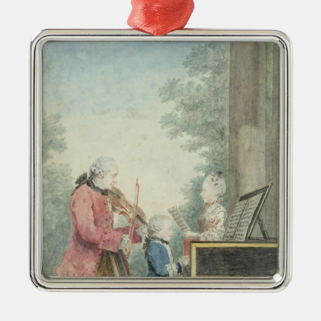Leopold Mozart  and his Children Wolfgang Metal Tree Decoration (Front)