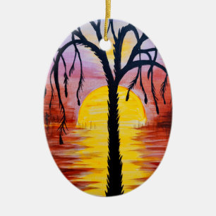 Lepidodendron tree in the carbonipherous sunset   ceramic tree decoration