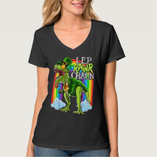 Leprawrchaun St Patrick Day T Rex Dinosaur Lepre T-Shirt