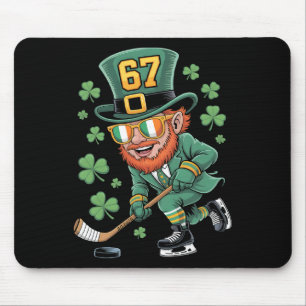 Leprechaun 67 Playing Hockey St Patricks Day Sport Mouse Pad