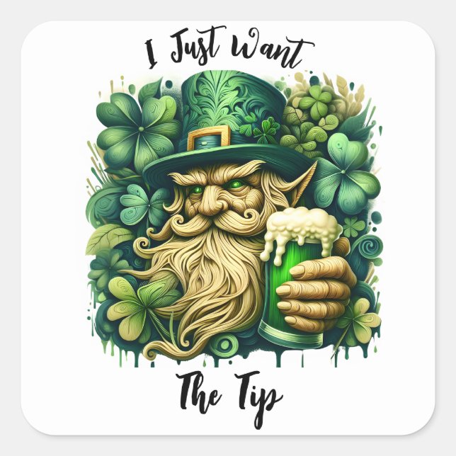 Leprechaun And Beer Square Sticker (Front)