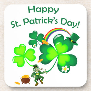 Leprechaun and Shamrock Coaster