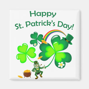 Leprechaun and Shamrock Magnet