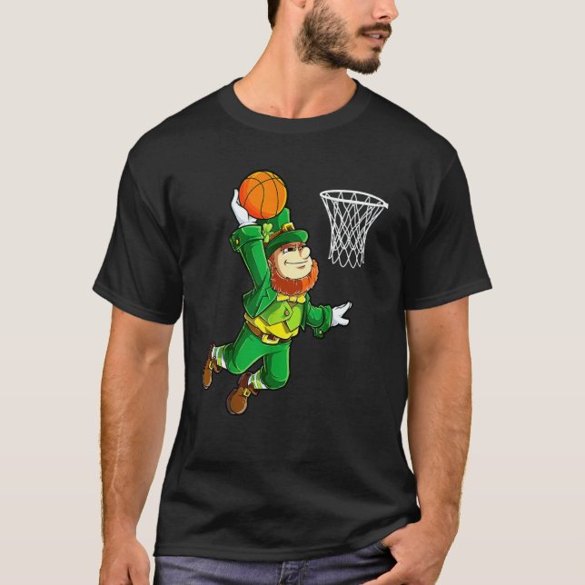 Leprechaun Basketball Dunk St Patricks Day Boys Me T-Shirt (Front)