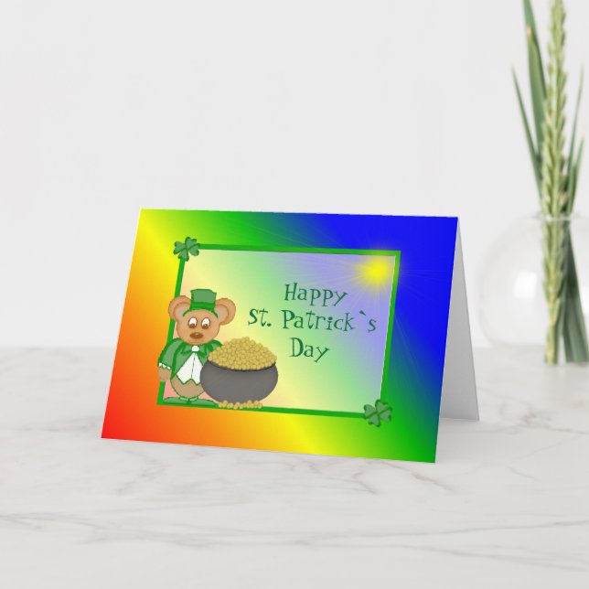 Leprechaun Bear Card (Front)