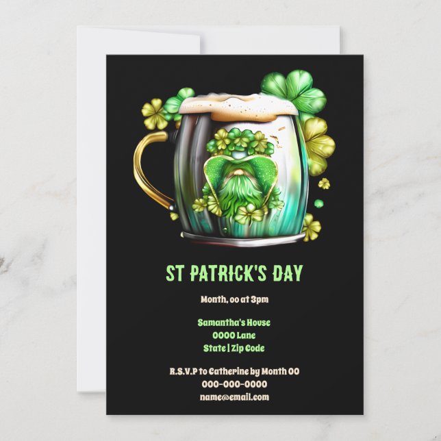 Leprechaun beer tankard gargle Irish holiday fun Invitation (Front)