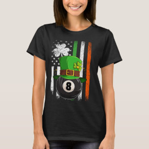 Leprechaun Billards Pool Irish American Flag St Pa T-Shirt