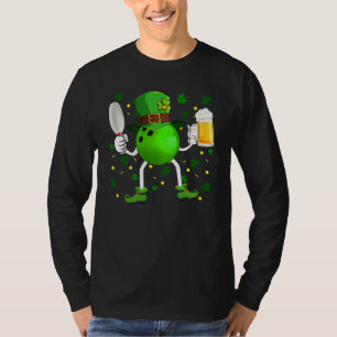 Leprechaun Bowling Ball Pin & Glass Of Beer St Pat T-Shirt
