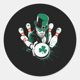 Leprechaun Bowling St. Patrick’s Day Lucky Men Boy Classic Round Sticker